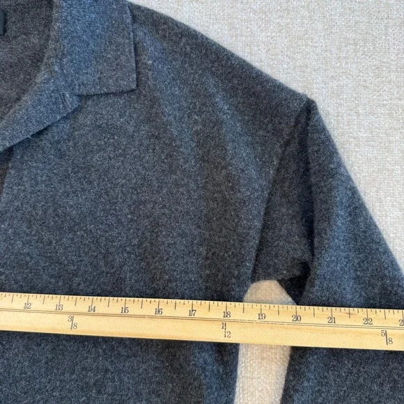 Quince Mongolian Cashmere Polo Sweater Charcoal Grey V-Neck Womens Medium - Picture 7 of 9